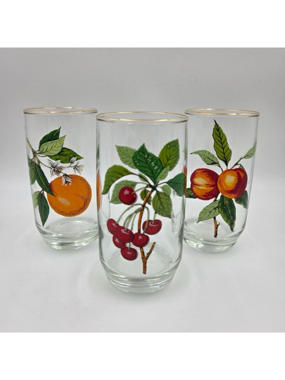West Virginia Glass 4 Piece Set Fruit Pitcher and 3 Glass Set Gold Trim - Picture 4 of 11